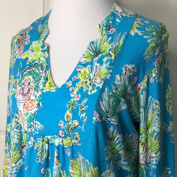 Lilly Pulitzer 24965 Mandy V Neck Jungle Toile Glam Tunic Shirt Size Medium - Picture 4 of 16